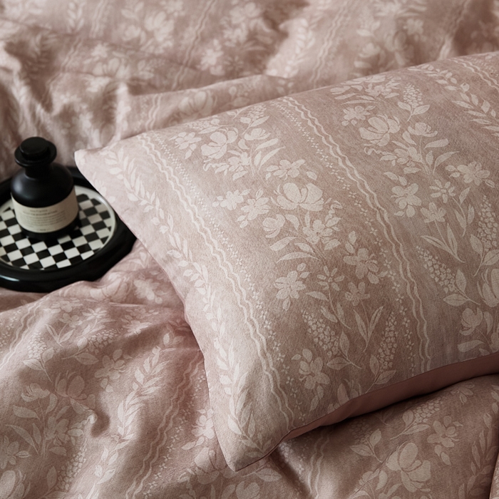 91家纺网 家纺一手货源 找家纺 （总）禾时 2025新款全棉纯棉双层纱印花四件套-暗合