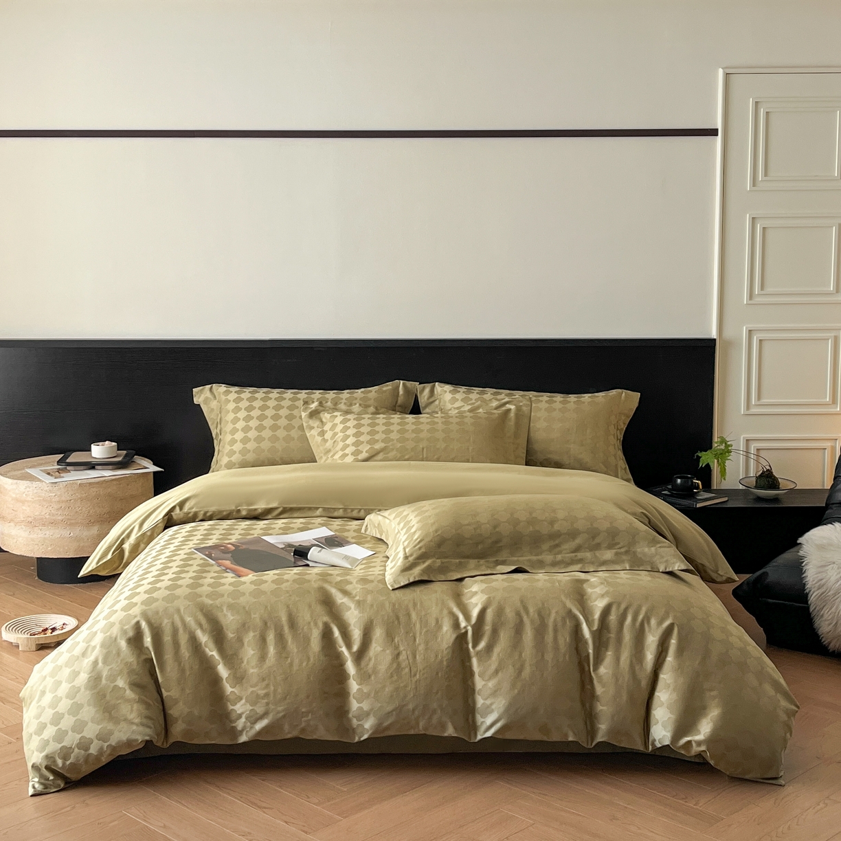 91家纺网 家纺一手货源 找家纺 群鹿家访 25年新款长绒棉简约款四件套 蒂凡朵