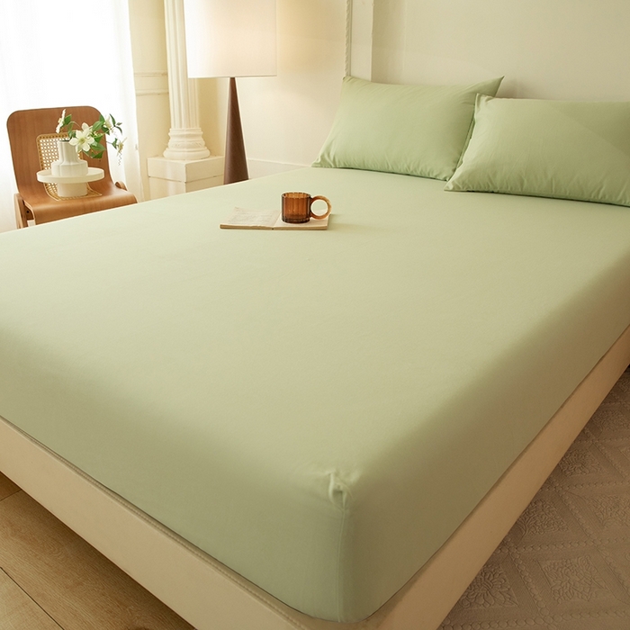 91家纺网 家纺一手货源 找家纺 八十八家纺 2025新款全棉纯棉素色水洗棉床笠单品单床笠床笠单件 加厚果绿