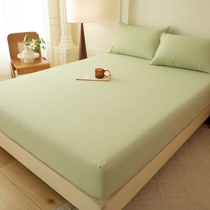 91家纺网 家纺一手货源 找家纺 八十八家纺 2025新款全棉纯棉素色水洗棉床笠单品单床笠床笠单件 加厚果绿