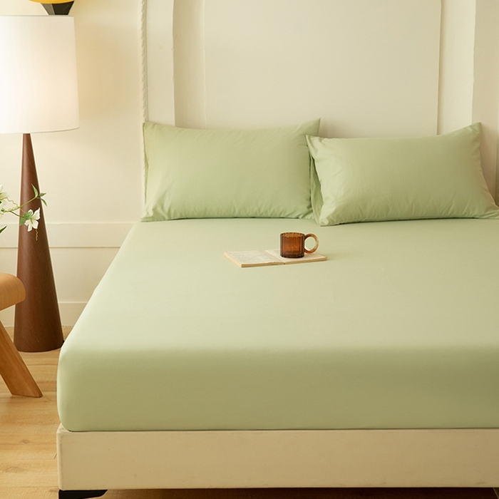 91家纺网 家纺一手货源 找家纺 八十八家纺 2025新款全棉纯棉素色水洗棉床笠单品单床笠床笠单件 加厚果绿