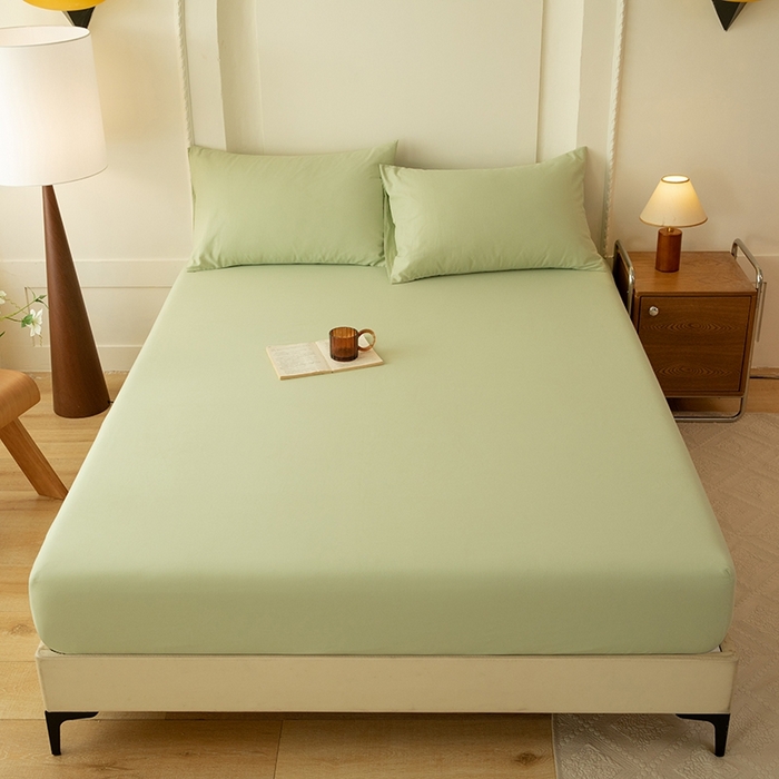 91家纺网 家纺一手货源 找家纺 八十八家纺 2025新款全棉纯棉素色水洗棉床笠单品单床笠床笠单件 加厚果绿