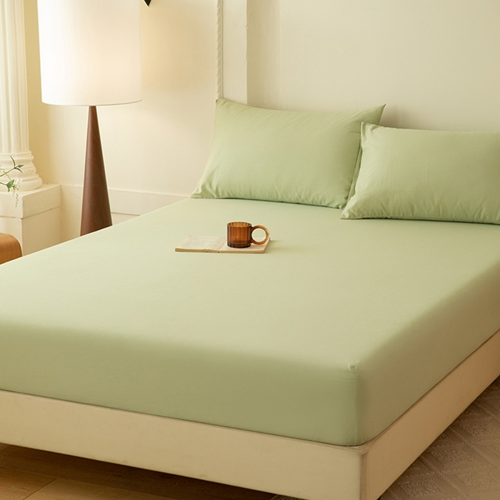 91家纺网 家纺一手货源 找家纺 八十八家纺 2025新款全棉纯棉素色水洗棉床笠单品单床笠床笠单件 加厚果绿