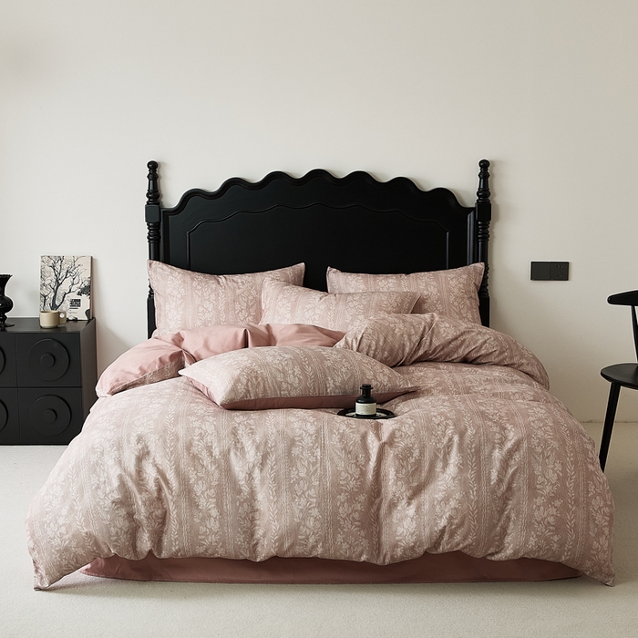 91家纺网 家纺一手货源 找家纺 （总）禾时 2025新款全棉纯棉双层纱印花四件套-暗合