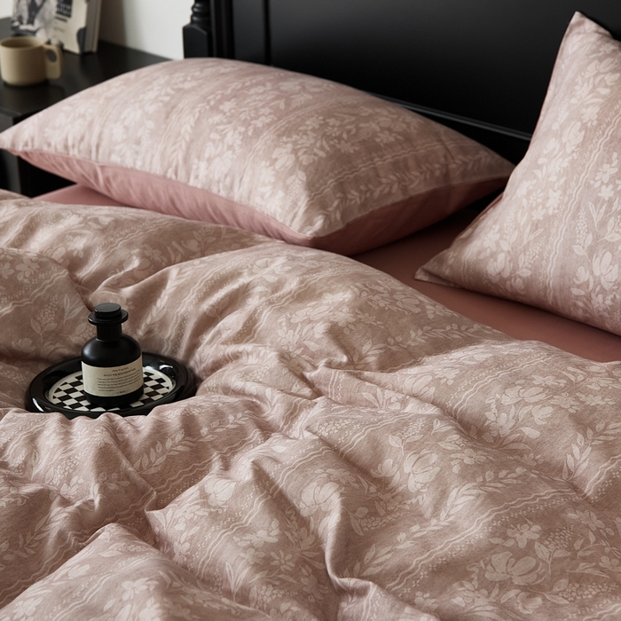 91家纺网 家纺一手货源 找家纺 （总）禾时 2025新款全棉纯棉双层纱印花四件套-暗合