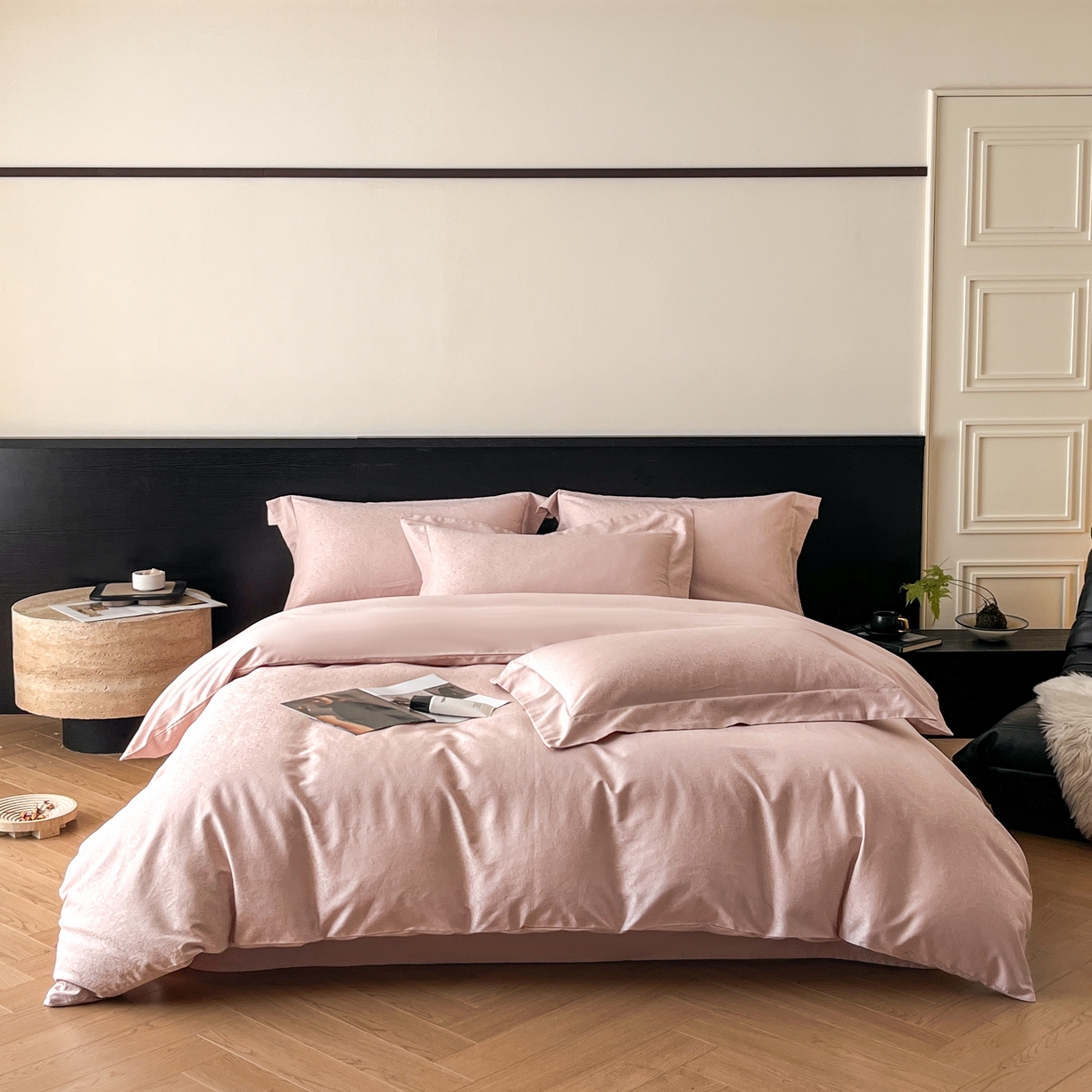 91家纺网 家纺一手货源 找家纺 群鹿家访 25年新款长绒棉简约款四件套 曼塔