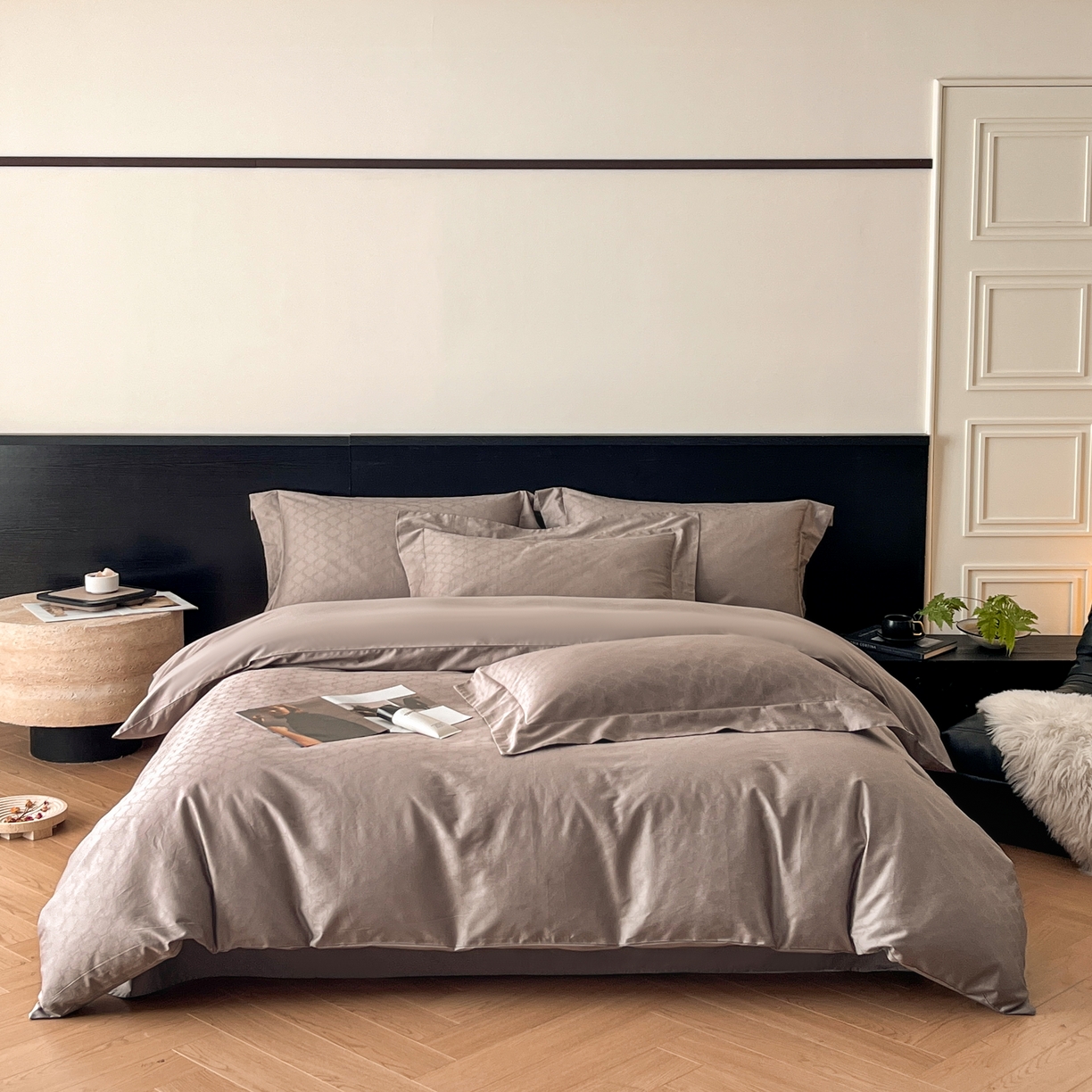 91家纺网 家纺一手货源 找家纺 群鹿家访 25年新款长绒棉简约款四件套 艺维