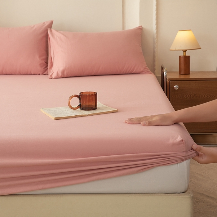 91家纺网 家纺一手货源 找家纺 八十八家纺 2025新款全棉纯棉素色水洗棉床笠单品单床笠床笠单件 加厚红豆