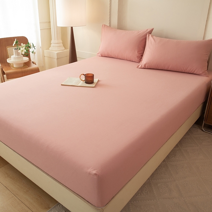 91家纺网 家纺一手货源 找家纺 八十八家纺 2025新款全棉纯棉素色水洗棉床笠单品单床笠床笠单件 加厚红豆