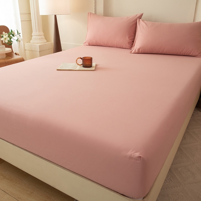 91家纺网 家纺一手货源 找家纺 八十八家纺 2025新款全棉纯棉素色水洗棉床笠单品单床笠床笠单件 加厚红豆