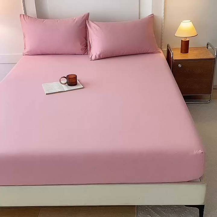 91家纺网 家纺一手货源 找家纺 八十八家纺 2025新款全棉纯棉素色水洗棉床笠单品单床笠床笠单件 加厚红豆