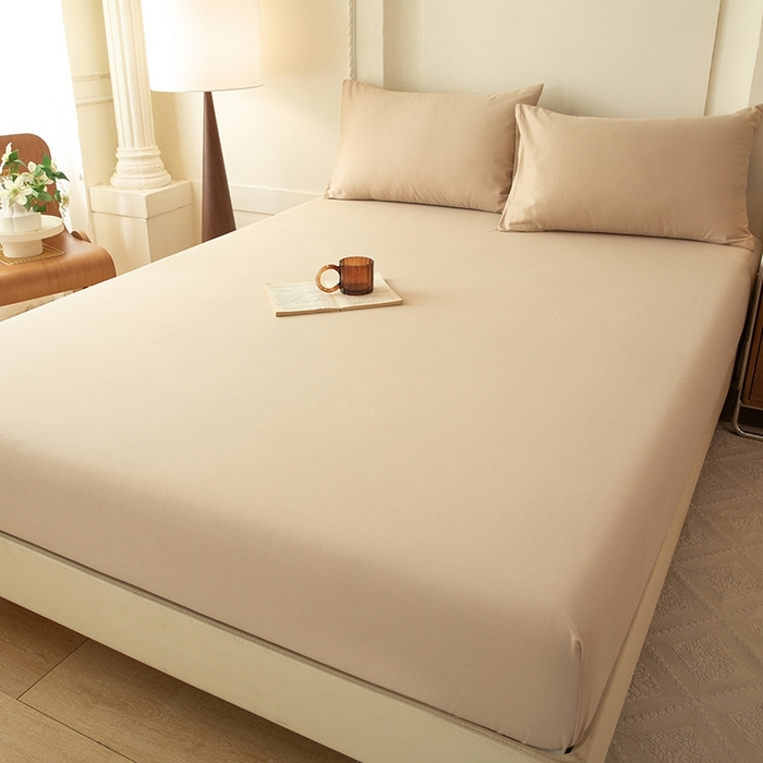 91家纺网 家纺一手货源 找家纺 八十八家纺 2025新款全棉纯棉素色水洗棉床笠单品单床笠床笠单件 加厚卡其