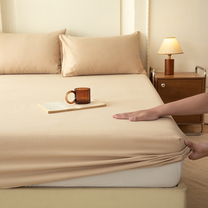 91家纺网 家纺一手货源 找家纺 八十八家纺 2025新款全棉纯棉素色水洗棉床笠单品单床笠床笠单件 加厚卡其