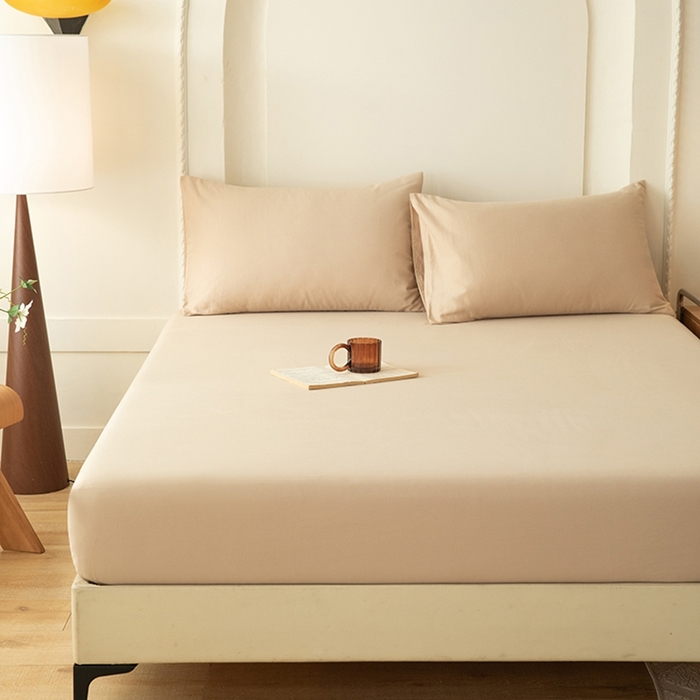 91家纺网 家纺一手货源 找家纺 八十八家纺 2025新款全棉纯棉素色水洗棉床笠单品单床笠床笠单件 加厚卡其