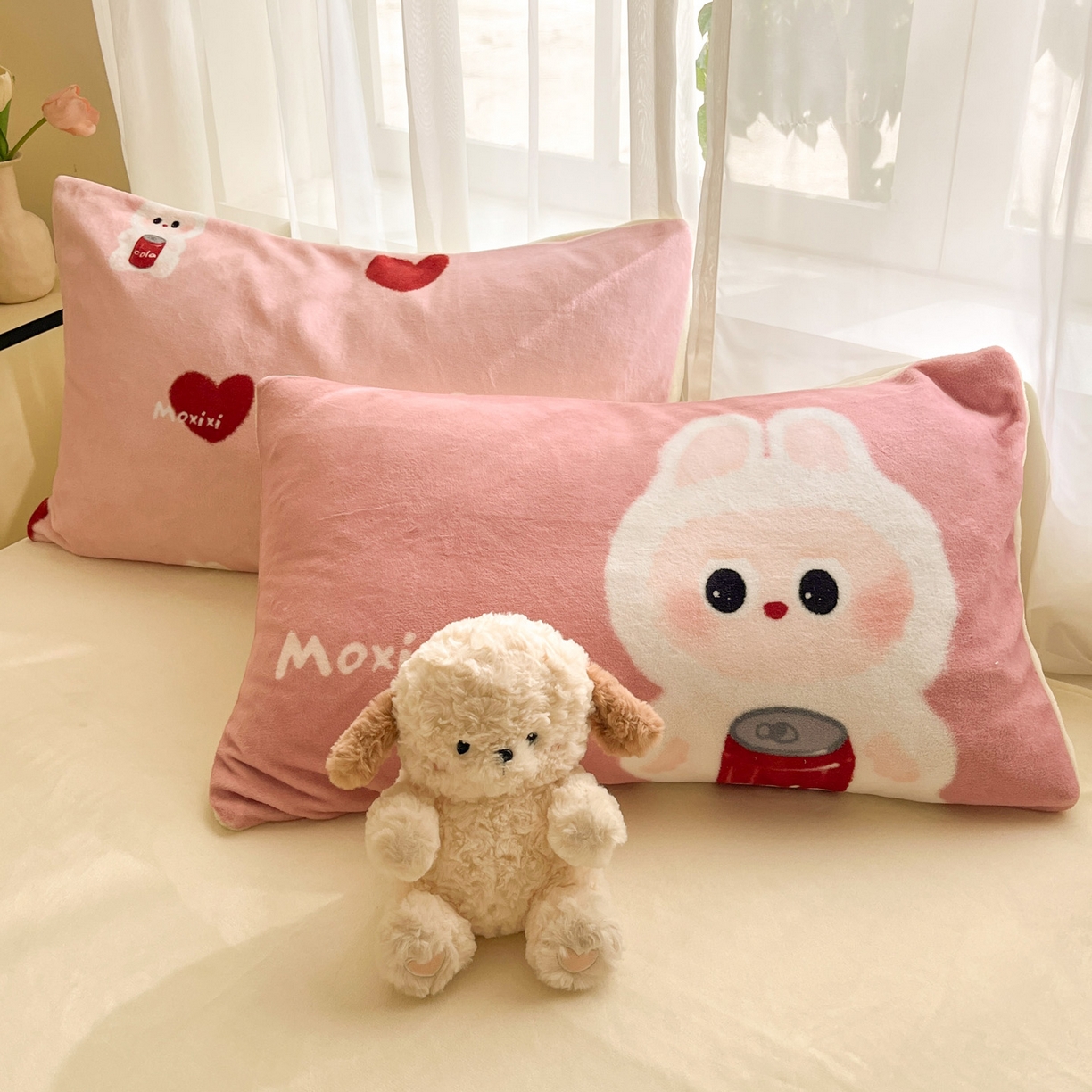 91家纺网 家纺一手货源 找家纺 如一 2025新款高克重卡通印花牛奶绒四件套第二批 莫西西