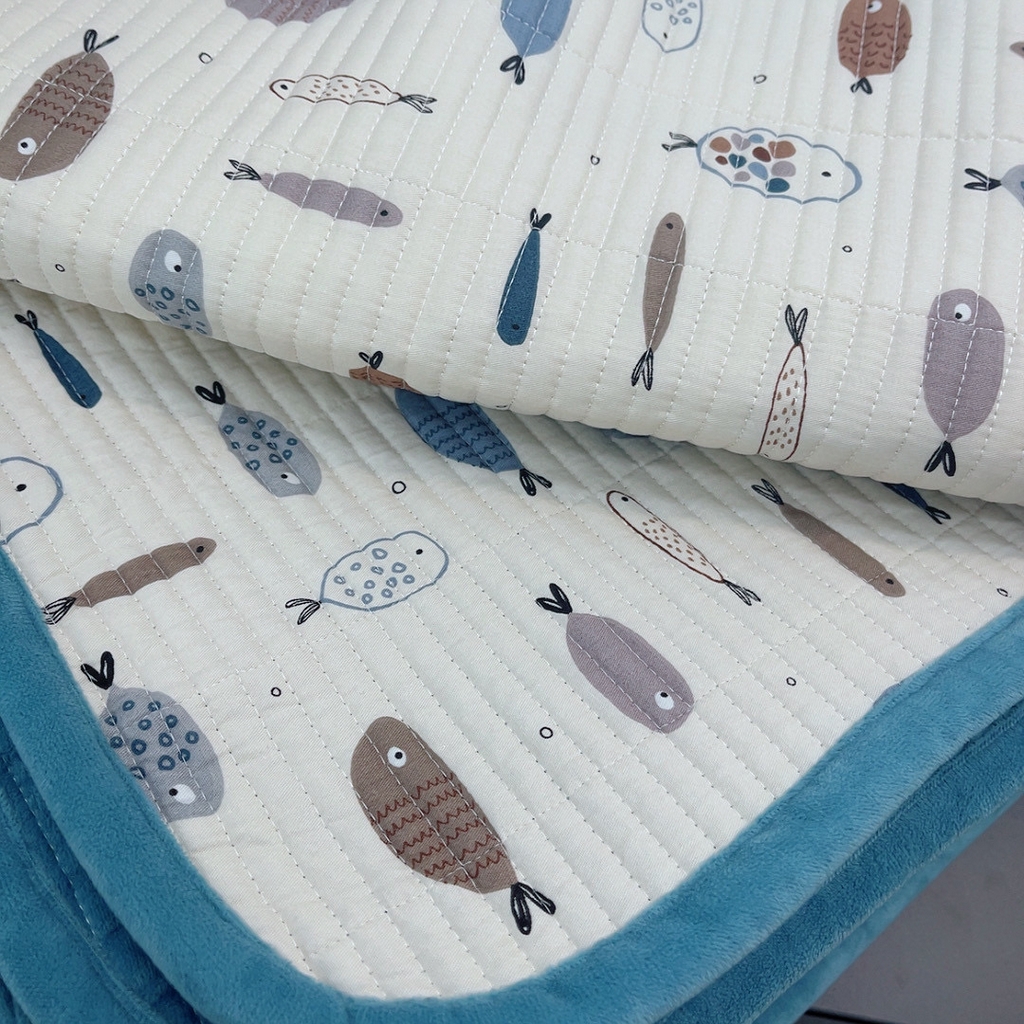 91家纺网 家纺一手货源 找家纺 暖居 2025新款棉加绒印花床盖 好多鱼