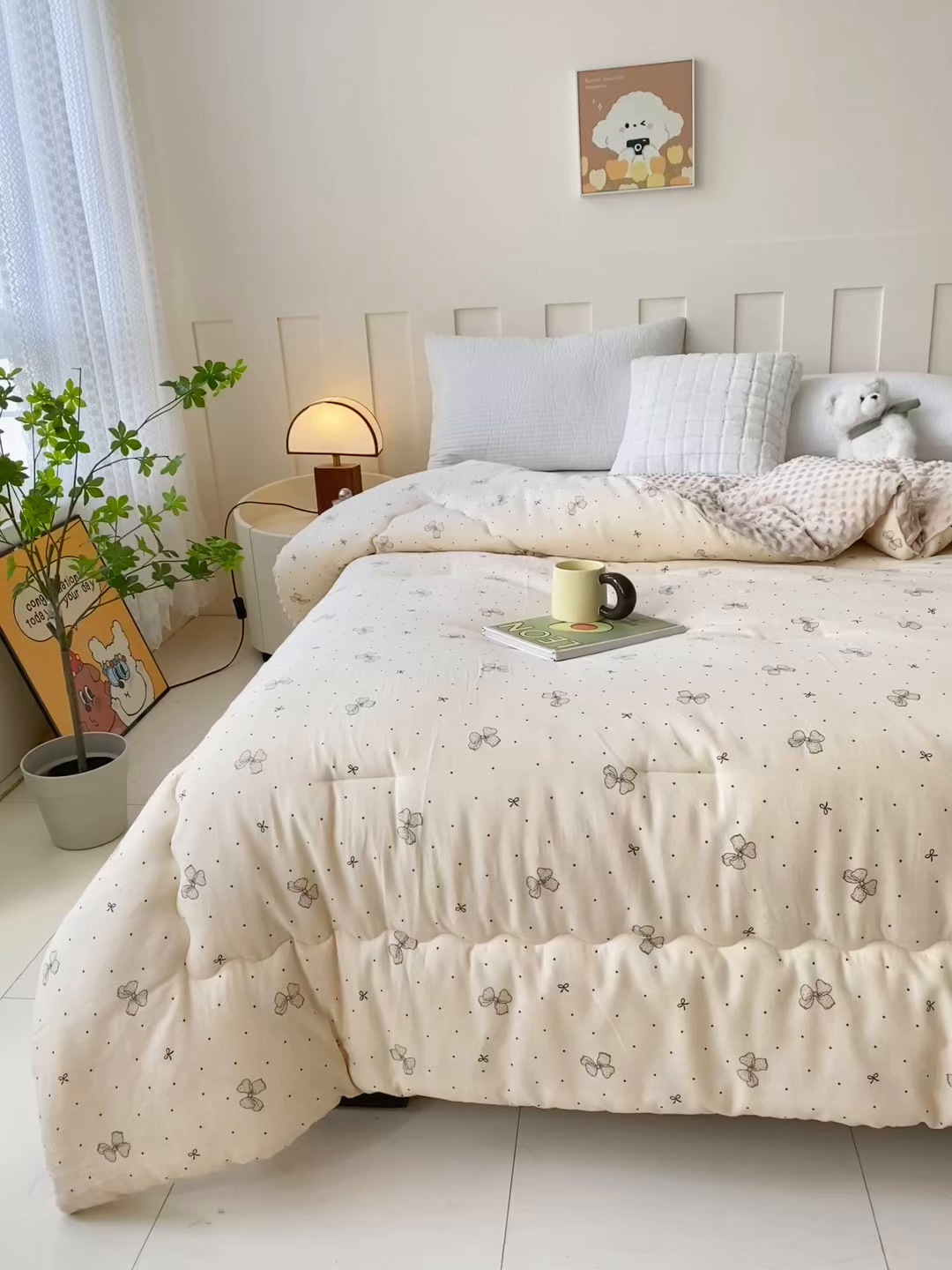 91家纺网 家纺一手货源 找家纺 小叮当家纺仓储工厂店 2025新款A类母婴级全棉双层纱婴儿绒210g豆豆被20%大豆纤维单人双人被芯 芭蕾