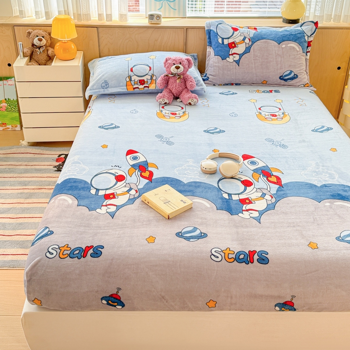 91家纺网 家纺一手货源 找家纺 （总）名兮家居 2025新款高克重印花牛奶绒单床笠床笠单件