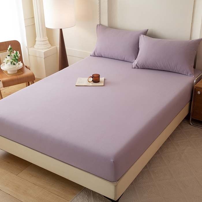 91家纺网 家纺一手货源 找家纺 八十八家纺 2025新款全棉纯棉素色水洗棉床笠单品单床笠床笠单件 加厚浅紫