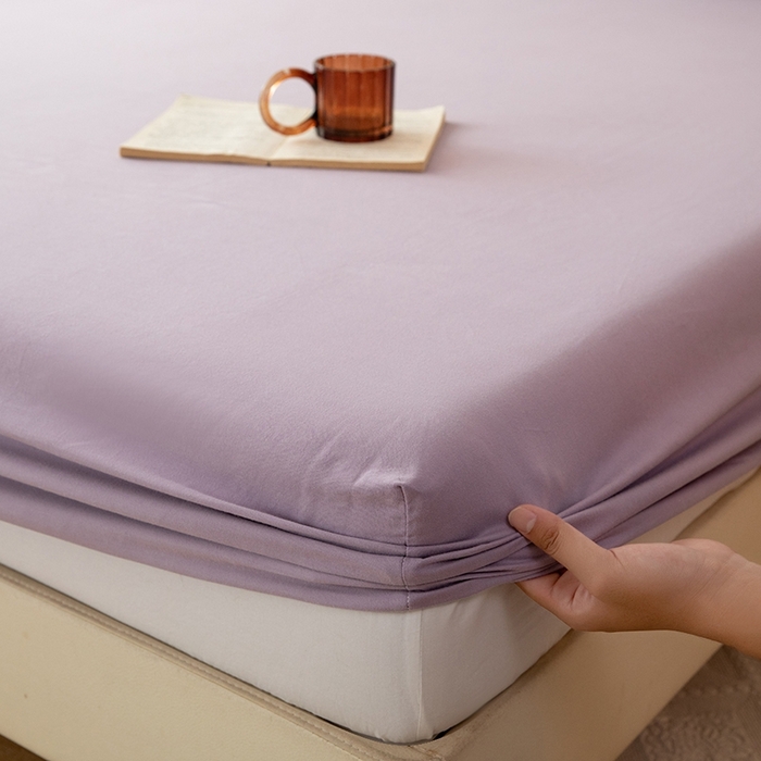 91家纺网 家纺一手货源 找家纺 八十八家纺 2025新款全棉纯棉素色水洗棉床笠单品单床笠床笠单件 加厚浅紫
