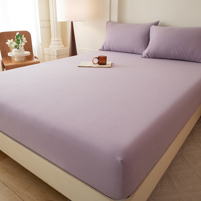 91家纺网 家纺一手货源 找家纺 八十八家纺 2025新款全棉纯棉素色水洗棉床笠单品单床笠床笠单件 加厚浅紫