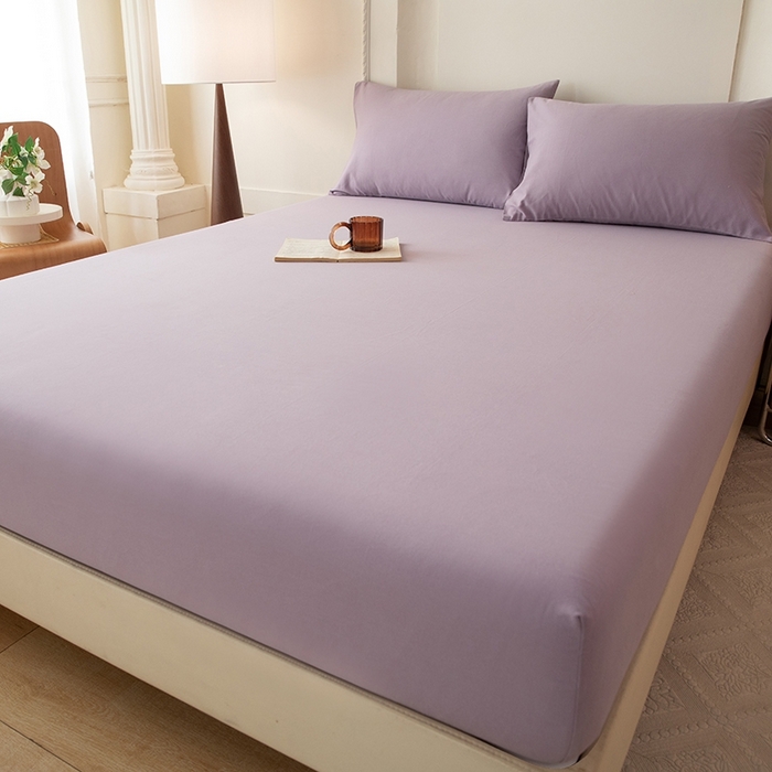 91家纺网 家纺一手货源 找家纺 八十八家纺 2025新款全棉纯棉素色水洗棉床笠单品单床笠床笠单件 加厚浅紫