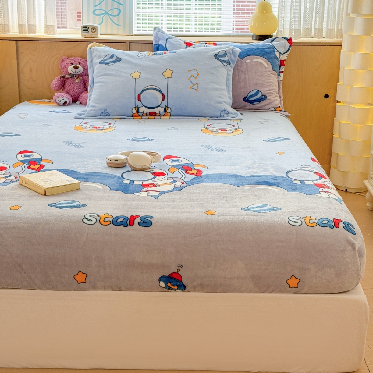 91家纺网 家纺一手货源 找家纺 （总）名兮家居 2025新款高克重印花牛奶绒单床笠床笠单件