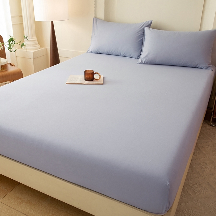 91家纺网 家纺一手货源 找家纺 八十八家纺 2025新款全棉纯棉素色水洗棉床笠单品单床笠床笠单件 加厚天蓝