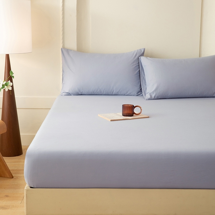 91家纺网 家纺一手货源 找家纺 八十八家纺 2025新款全棉纯棉素色水洗棉床笠单品单床笠床笠单件 加厚天蓝