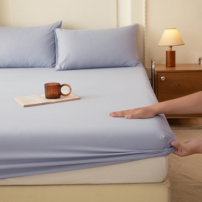 91家纺网 家纺一手货源 找家纺 八十八家纺 2025新款全棉纯棉素色水洗棉床笠单品单床笠床笠单件 加厚天蓝