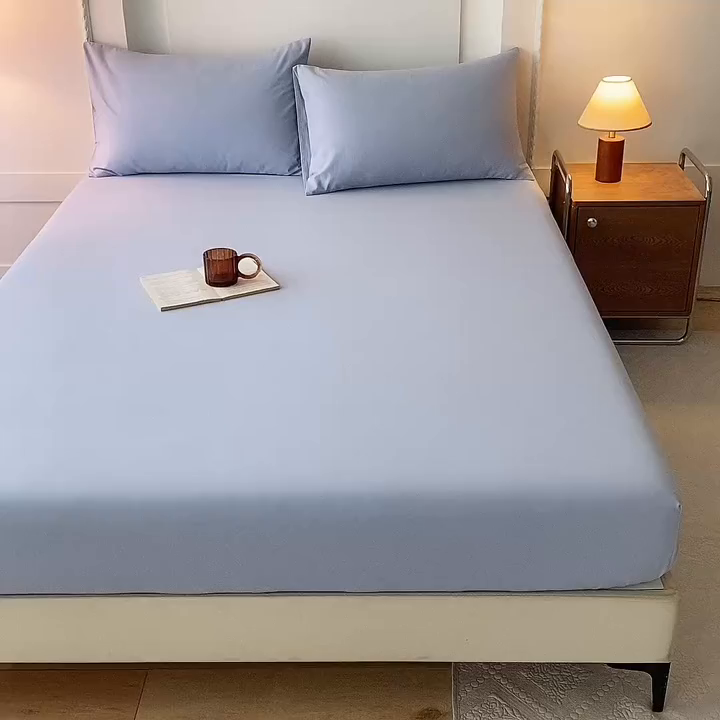 91家纺网 家纺一手货源 找家纺 八十八家纺 2025新款全棉纯棉素色水洗棉床笠单品单床笠床笠单件 加厚天蓝