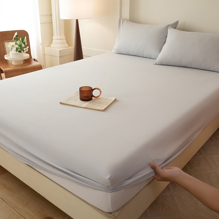 91家纺网 家纺一手货源 找家纺 八十八家纺 2025新款全棉纯棉素色水洗棉床笠单品单床笠床笠单件 加厚银灰