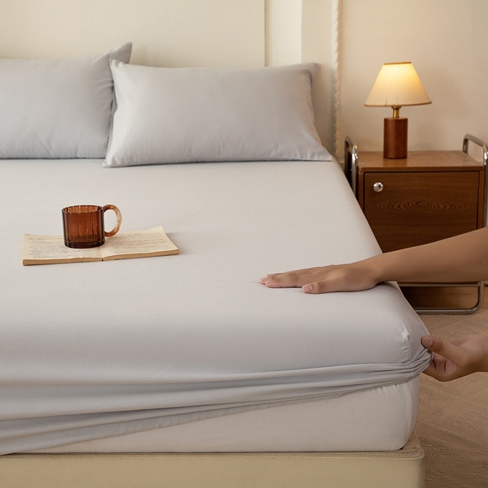 91家纺网 家纺一手货源 找家纺 八十八家纺 2025新款全棉纯棉素色水洗棉床笠单品单床笠床笠单件 加厚银灰