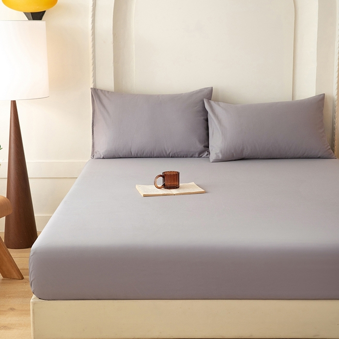 91家纺网 家纺一手货源 找家纺 八十八家纺 2025新款全棉纯棉素色水洗棉床笠单品单床笠床笠单件 加厚中灰