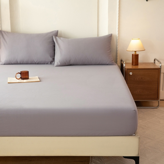 91家纺网 家纺一手货源 找家纺 八十八家纺 2025新款全棉纯棉素色水洗棉床笠单品单床笠床笠单件 加厚中灰