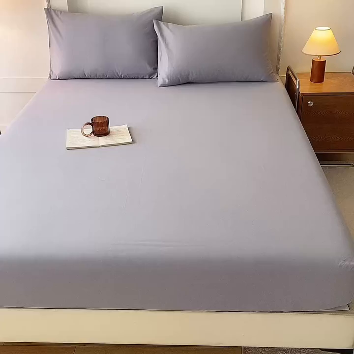 91家纺网 家纺一手货源 找家纺 八十八家纺 2025新款全棉纯棉素色水洗棉床笠单品单床笠床笠单件 加厚中灰