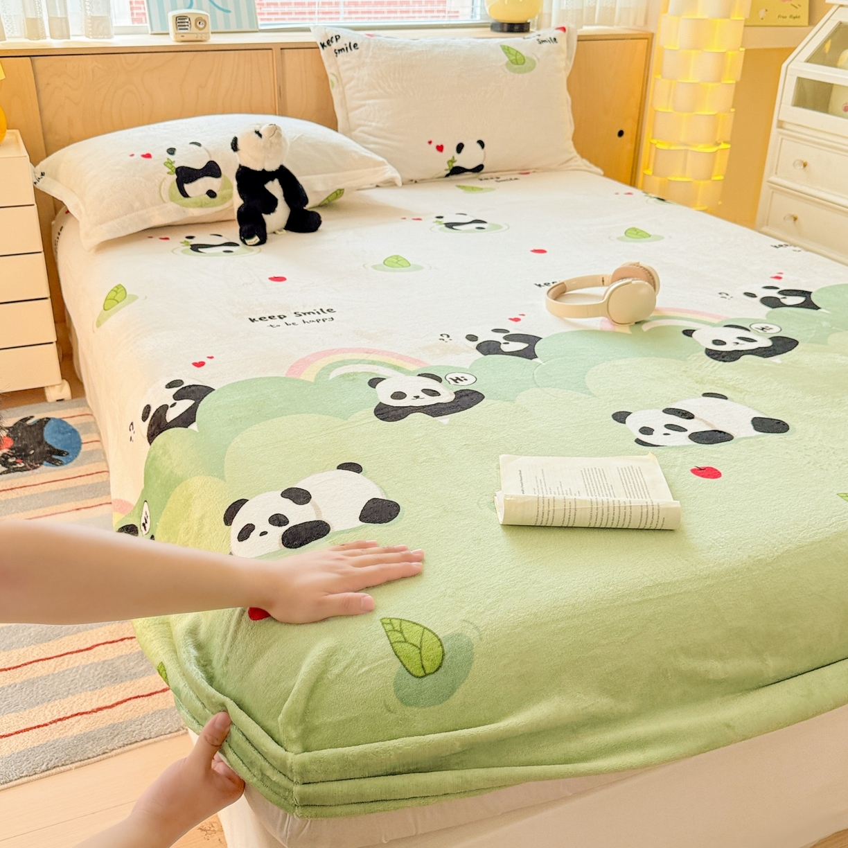 91家纺网 家纺一手货源 找家纺 （总）名兮家居 2025新款高克重印花牛奶绒单床笠床笠单件