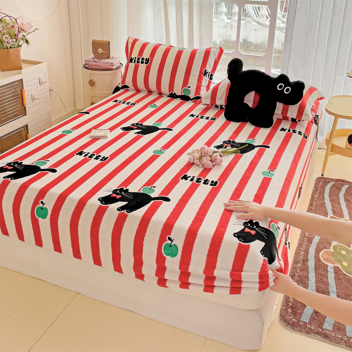 91家纺网 家纺一手货源 找家纺 （总）名兮家居 2025新款高克重印花牛奶绒单床笠床笠单件