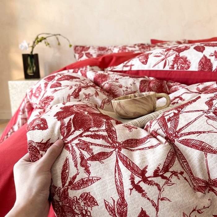 91家纺网 家纺一手货源 找家纺 寐居家纺 2025新款A类全棉纯棉磨毛印花四件套 花楹