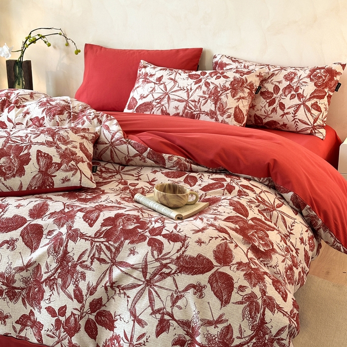 91家纺网 家纺一手货源 找家纺 寐居家纺 2025新款A类全棉纯棉磨毛印花四件套 花楹