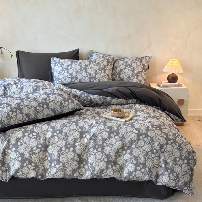 91家纺网 家纺一手货源 找家纺 寐居家纺 2025新款A类全棉纯棉磨毛印花四件套 锦卉