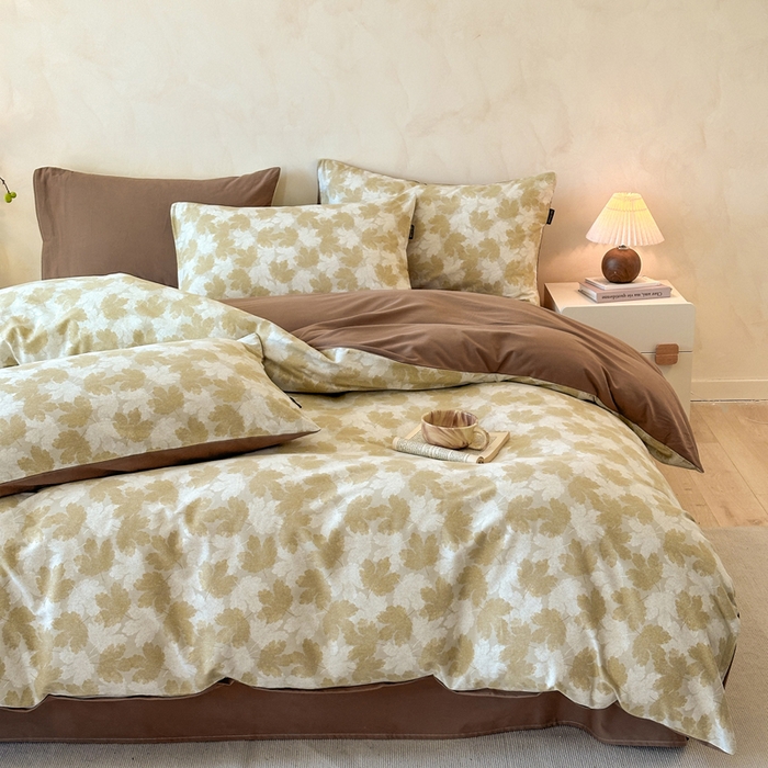 91家纺网 家纺一手货源 找家纺 寐居家纺 2025新款A类全棉纯棉磨毛印花四件套 秋屿