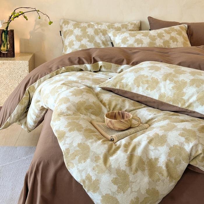 91家纺网 家纺一手货源 找家纺 寐居家纺 2025新款A类全棉纯棉磨毛印花四件套 秋屿