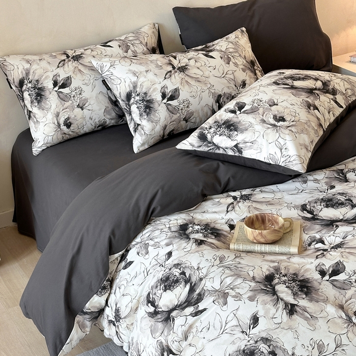 91家纺网 家纺一手货源 找家纺 寐居家纺 2025新款A类全棉纯棉磨毛印花四件套 远黛