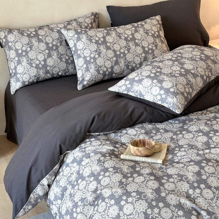 91家纺网 家纺一手货源 找家纺 寐居家纺 2025新款A类全棉纯棉磨毛印花四件套 锦卉