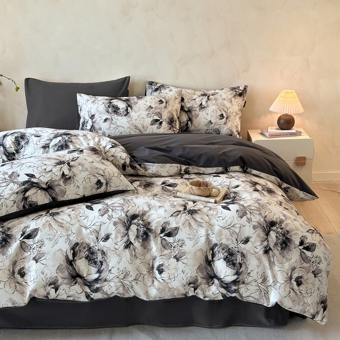 91家纺网 家纺一手货源 找家纺 寐居家纺 2025新款A类全棉纯棉磨毛印花四件套 远黛