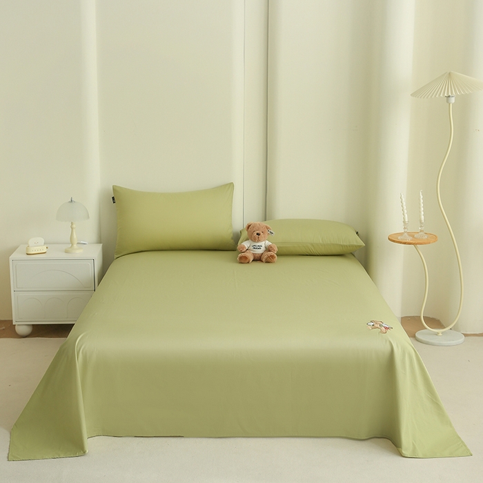 91家纺网 家纺一手货源 找家纺 泰迪爱兰Teddy ISLAND  2026新款全棉40S单品刺绣床单 果绿