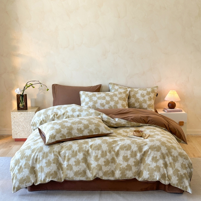 91家纺网 家纺一手货源 找家纺 寐居家纺 2025新款A类全棉纯棉磨毛印花四件套 秋屿