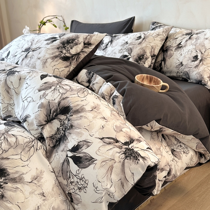 寐居家纺 2025新款A类全棉纯棉磨毛印花四件套 远黛