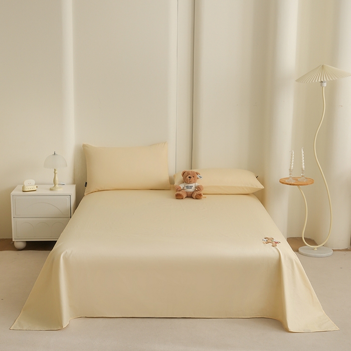 91家纺网 家纺一手货源 找家纺 泰迪爱兰Teddy ISLAND  2026新款全棉40S单品刺绣床单 奶昔白